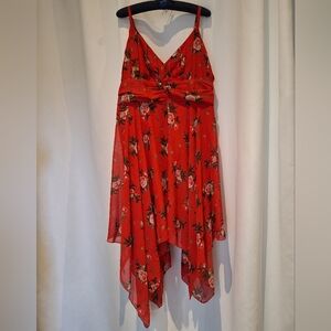 Shore Drive red Floral handkerchief, sweetheart neckline dress size 2XL